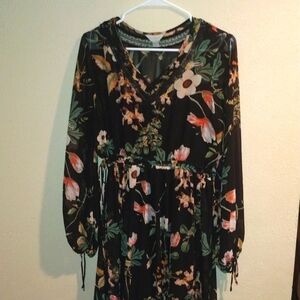 Maxi Floral Cinched Waist Belle & Sky Dress Whimsey Goth Witch M